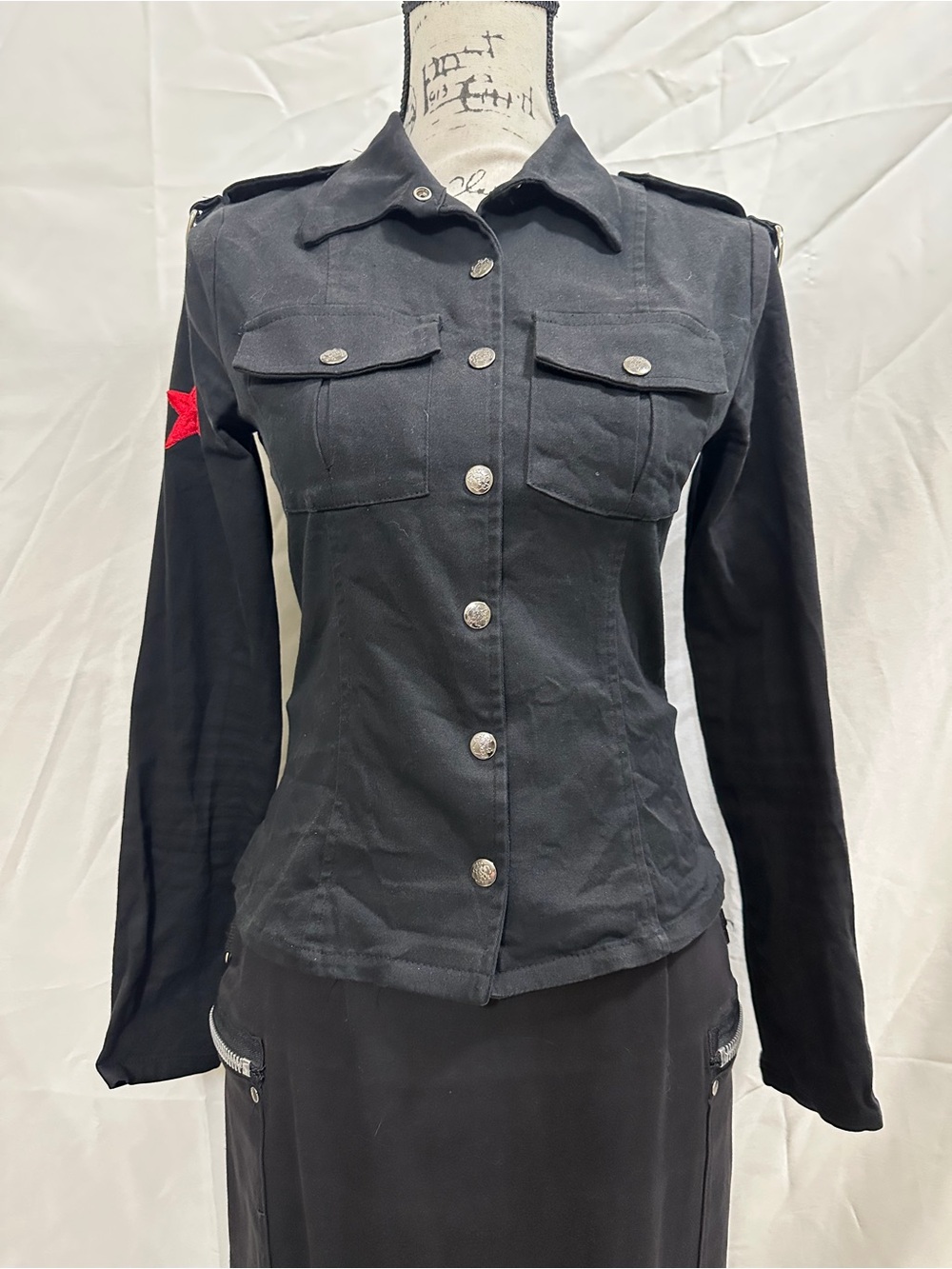 Vintage Lip Service Hot Topic Military Style Button Up Jacket Top sz M - Picture 3 of 11